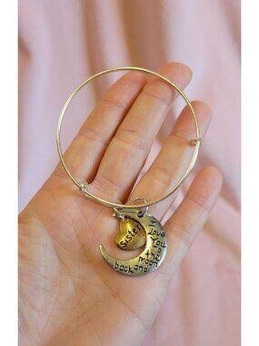 Sister Heart Moon "I love you to the moon and back" Bangle Bracelet Gift B1A